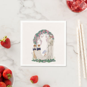 Art Nouveau Wedding Illustration – Vintage Bridal  Napkin