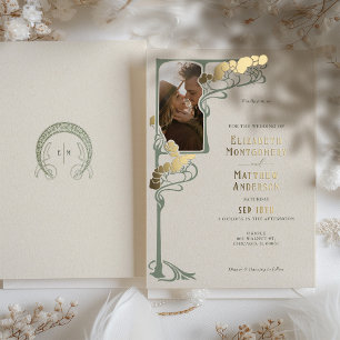Art Nouveau Wedding Invitation Salvaged Retro