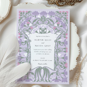 Art Nouveau Wedding Lavender and Pastels Invitation