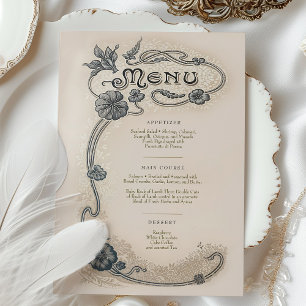 Art Nouveau Wedding Menu Card Elegance