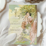 Art Nouveau Wedding Menu Card Floral Goddess<br><div class="desc">This elegant Art Nouveau menu card is a beautiful addition to any wedding or special event, capturing the enchanting essence of a floral goddess. The front showcases an exquisite illustration inspired by classic Art Nouveau designs, featuring delicate pastel shades of blush, sage, and muted yellows, with accents of peach and...</div>
