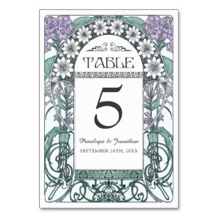 Art Nouveau Wedding Table Cards (Set #6)