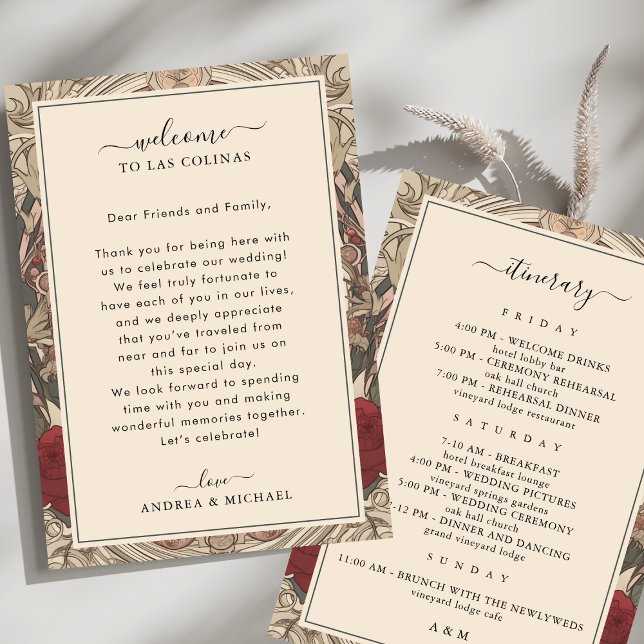 Art Nouveau Wedding Welcome Letter &Itinerary Card (Creator Uploaded)