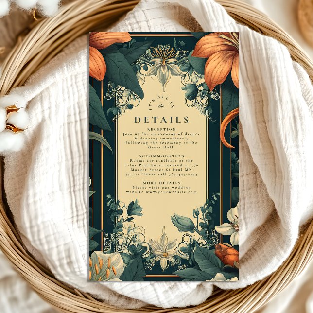  Art Nouveau Whimsical Floral Wedding Enclosure Card (Creator Uploaded)
