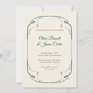 Art Nouveau Whiplash Border Wedding Invitation