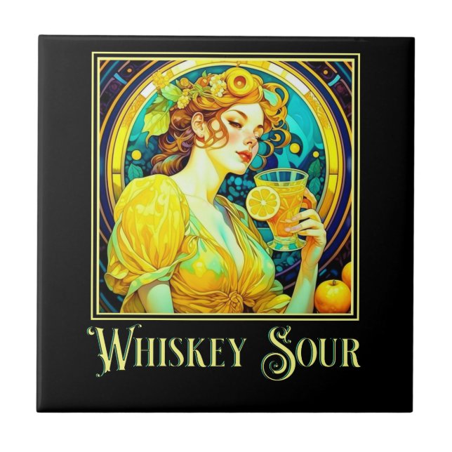 Art Nouveau Whiskey Sour Tile (Front)