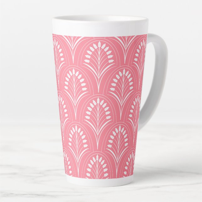 Art Nouveau White Flowers Latte Mug (Right Angle)