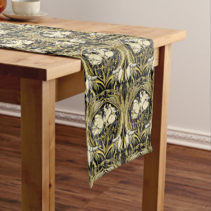 Art Nouveau White Tulips Short Table Runner