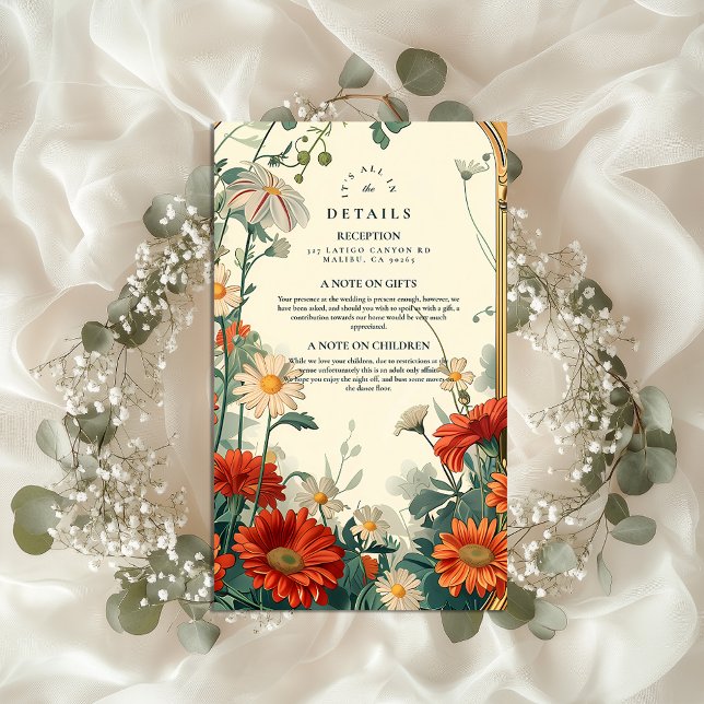 Art Nouveau Wildflower Frame Wedding Enclosure Card (Creator Uploaded)