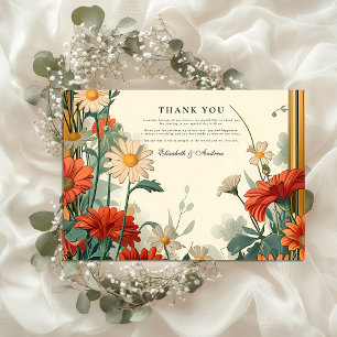 Art Nouveau Wildflower Frame Wedding Thank You Card
