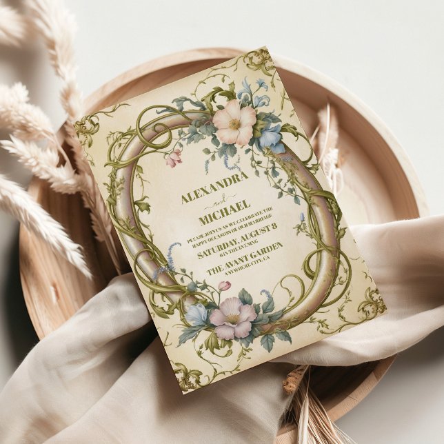 Art Nouveau Wildflower Wedding Invitation (Creator Uploaded)