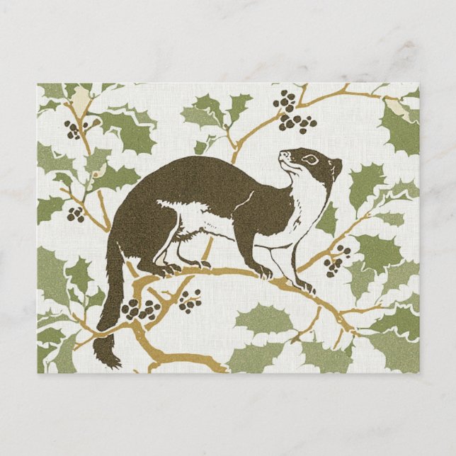 Art Nouveau Wildlife Illustration - Mink Postcard (Front)