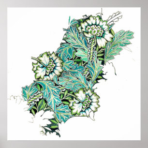 Art nouveau william morris floral illustration poster