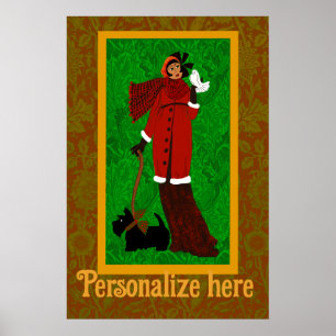 Art Nouveau William Morris Happy Holidays Retro  Poster
