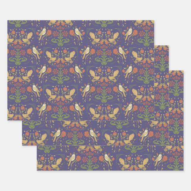 Art Nouveau William Morris Inspired Giftwrap Wrapping Paper Sheet (Set)
