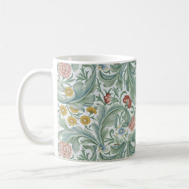 Art nouveau William Morris Leicester Flowers Folia Coffee Mug (Left)