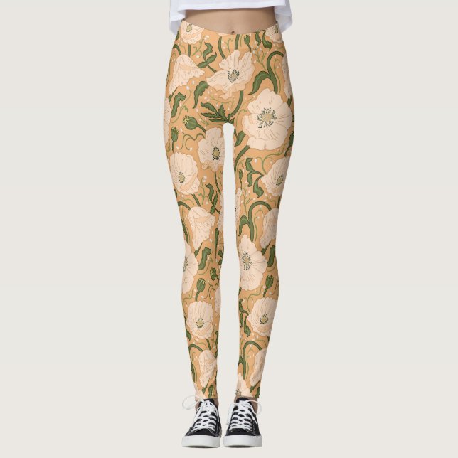 Art Nouveau William-Morris Pattern Leggings (Front)