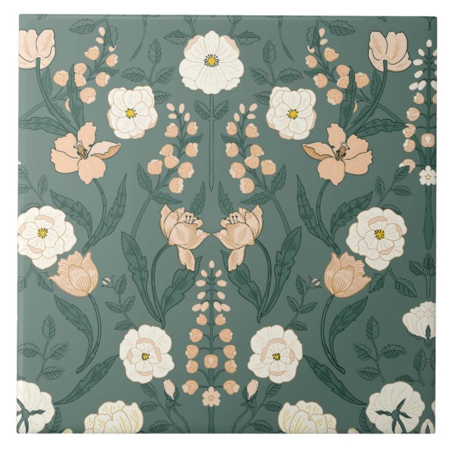 Art Nouveau William-Morris Pattern Tile (Front)