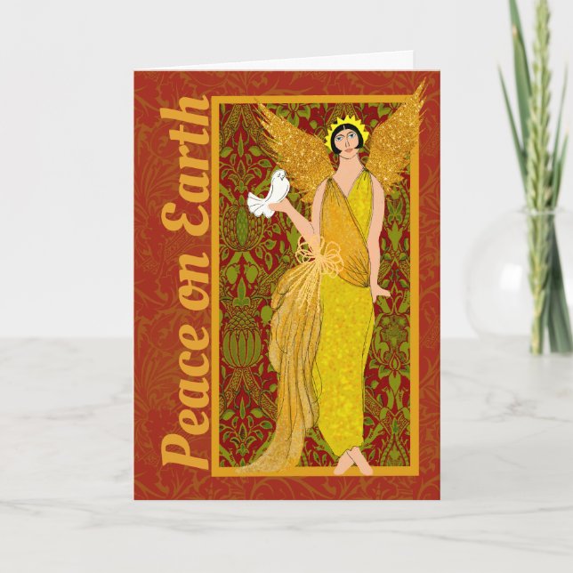 Art Nouveau William Morris Retro Christmas Card (Front)
