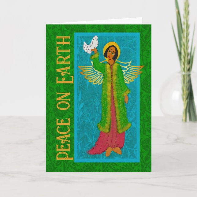 Art Nouveau William Morris Retro Christmas Card (Front)