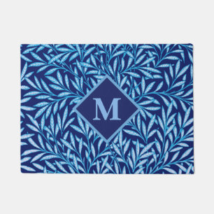 Art Nouveau Willow with Monogram, Cobalt Blue Doormat