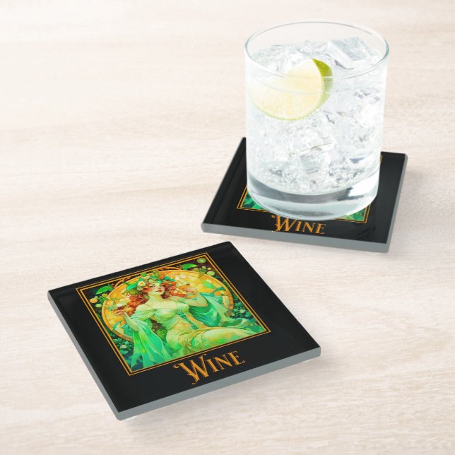 Art Nouveau Wine Glass Coaster (Angled)