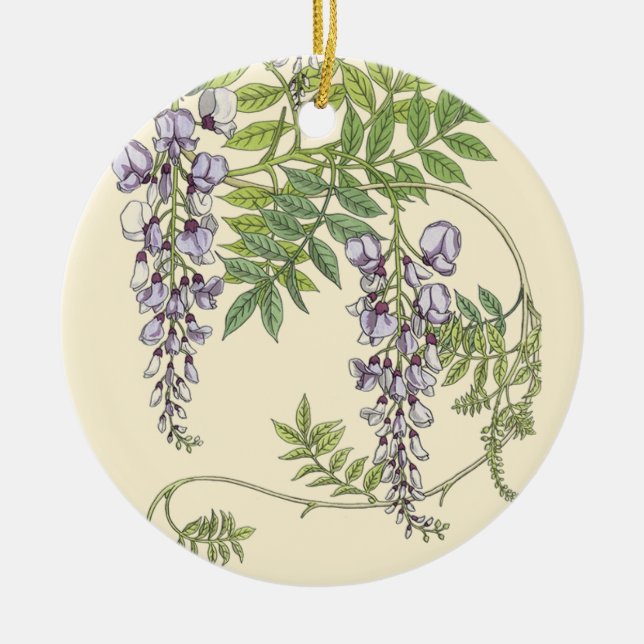 Art nouveau wisteria ceramic tree decoration (Front)