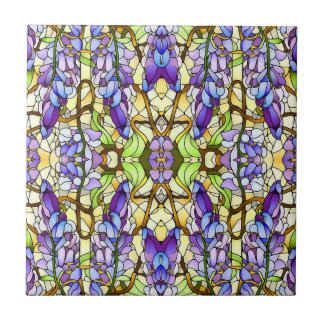 Art Nouveau Wisteria Faux Stained Glass Pattern  Tile