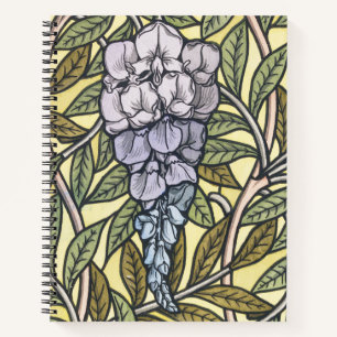 Art nouveau wisteria flower pattern notebook