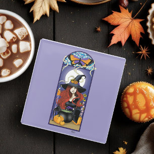 Art Nouveau Witch Glass Coaster