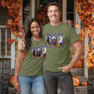 Art Nouveau Witch Owl Cat Halloween T-Shirt