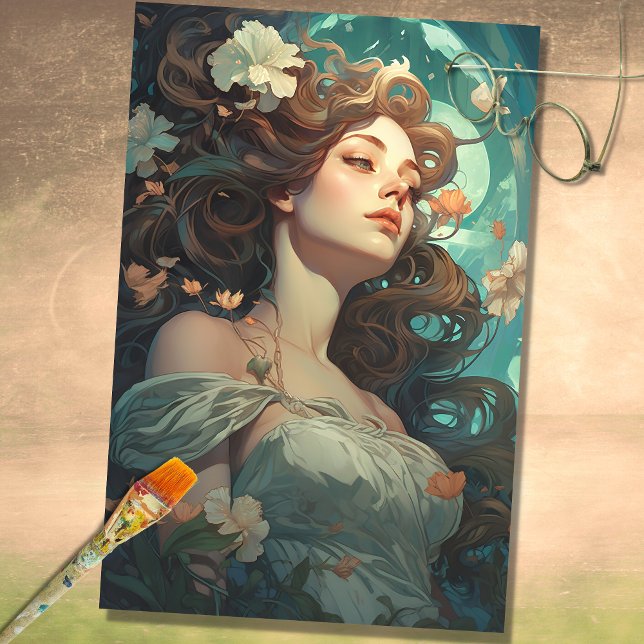 Art Nouveau Woman 1 Decoupage Paper (Creator Uploaded)