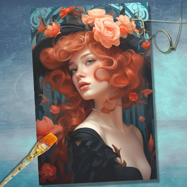 Art Nouveau Woman 2 Decoupage Paper (Creator Uploaded)