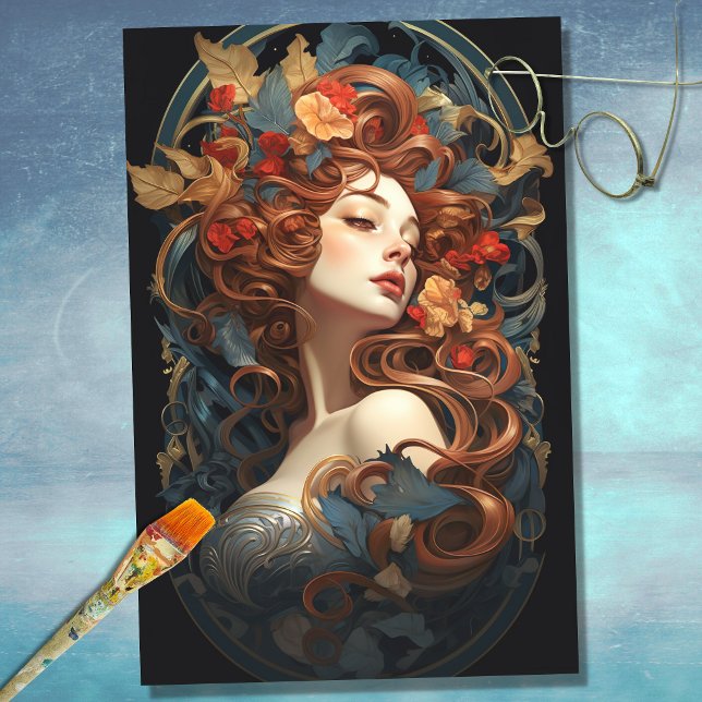 Art Nouveau Woman 7 Decoupage Paper (Creator Uploaded)