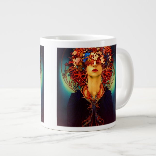 Art Nouveau Woman Combo Mug, 15 oz  Mug (Front Right)
