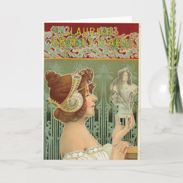 Art nouveau woman french henri livemont card (Front)