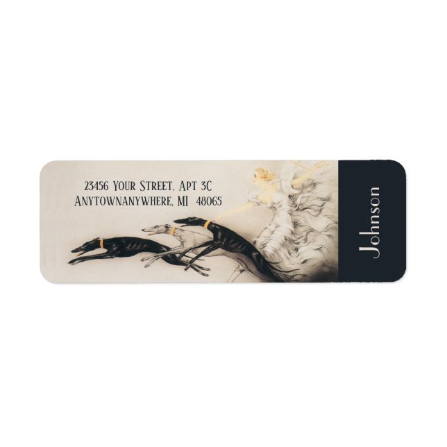 Art Nouveau Woman Greyhounds Louis Icart  (Front)