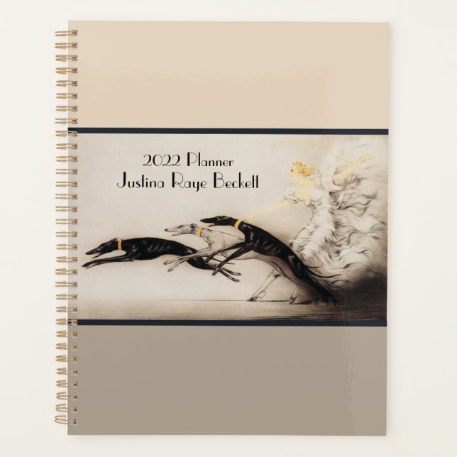 Art Nouveau Woman Greyhounds Louis Icart  Planner (Front)