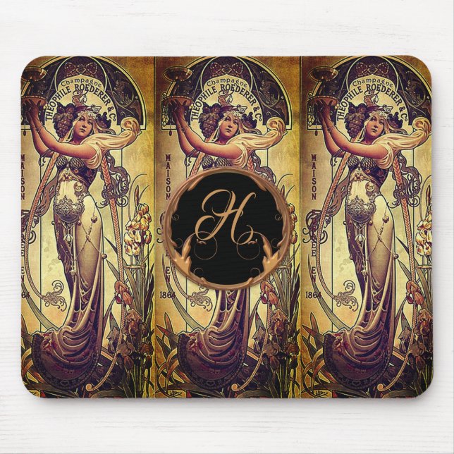 Art nouveau woman Hingre advertisement Mouse Mat (Front)