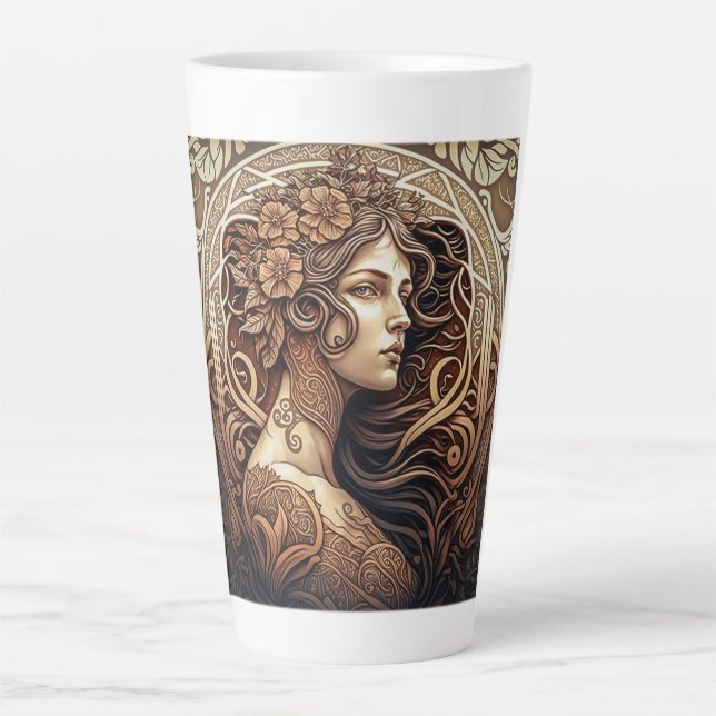 Art Nouveau Woman Latte Mug  (Front)