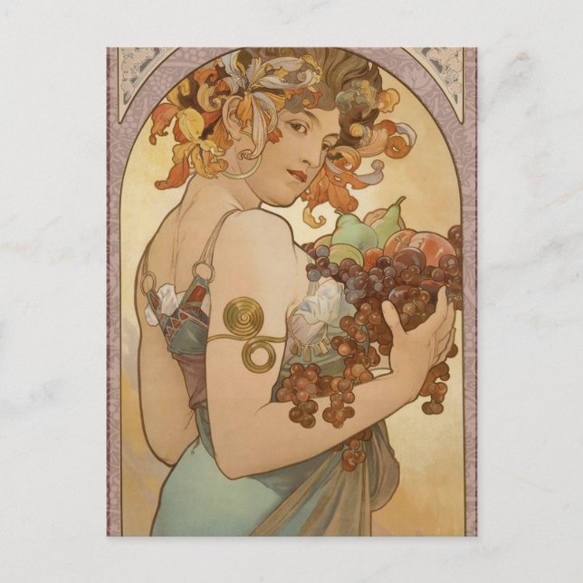 Art Nouveau Woman Mucha Beautiful Postcard (Front)