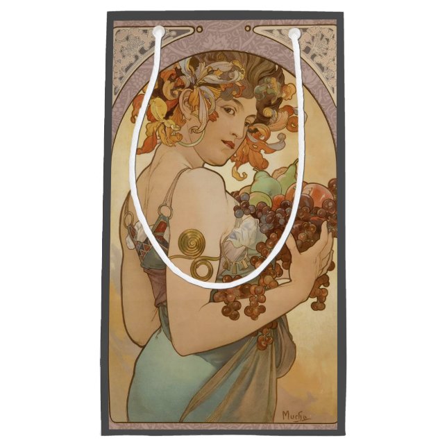Art Nouveau Woman Mucha Beautiful Small Gift Bag (Front)