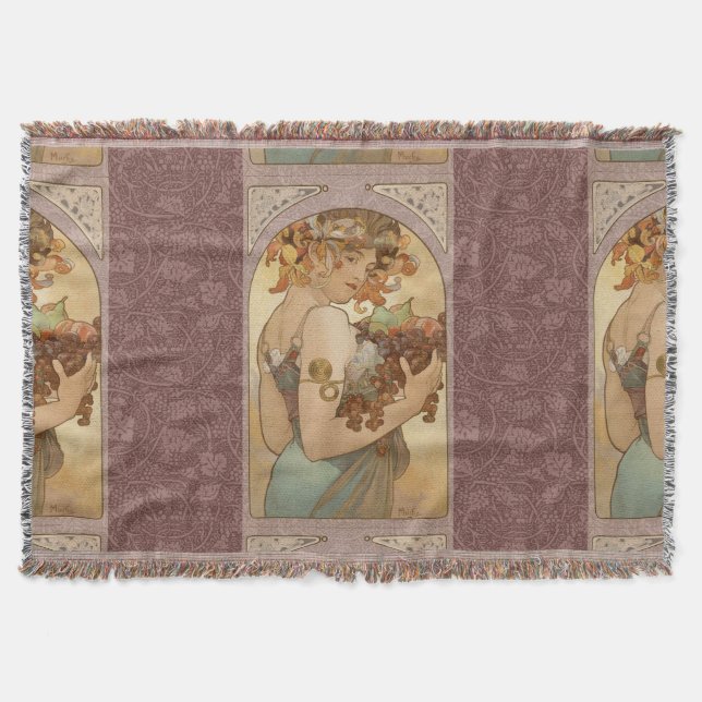 Art Nouveau Woman Mucha Beautiful Throw Blanket (Front)