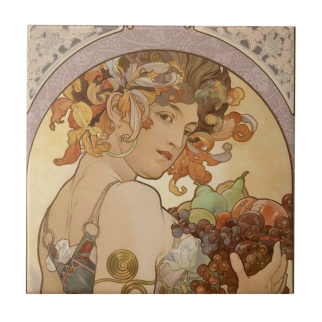 Art Nouveau Woman Mucha Beautiful Tile (Front)