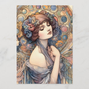 Art Nouveau Woman Portrait Scrapbook Paper Invitation