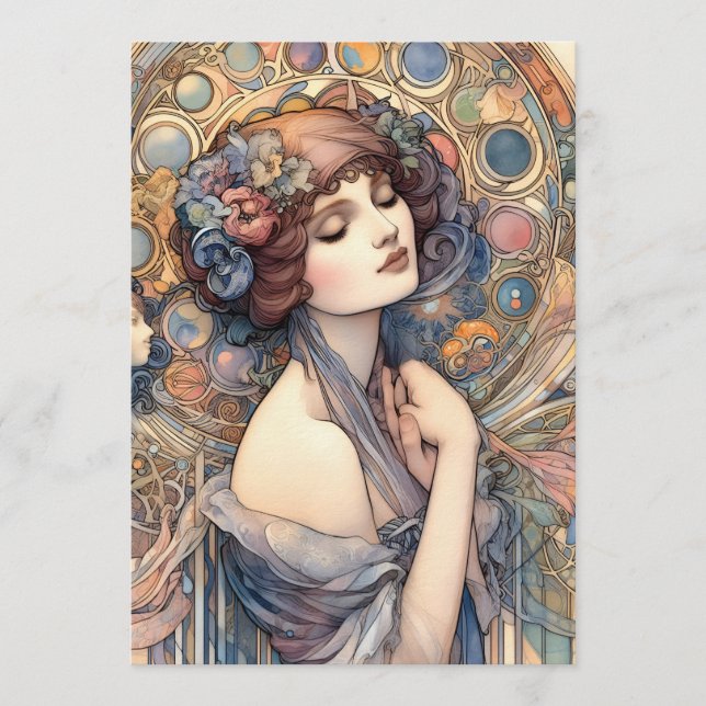 Art Nouveau Woman Portrait Scrapbook Paper  Invitation (Front)