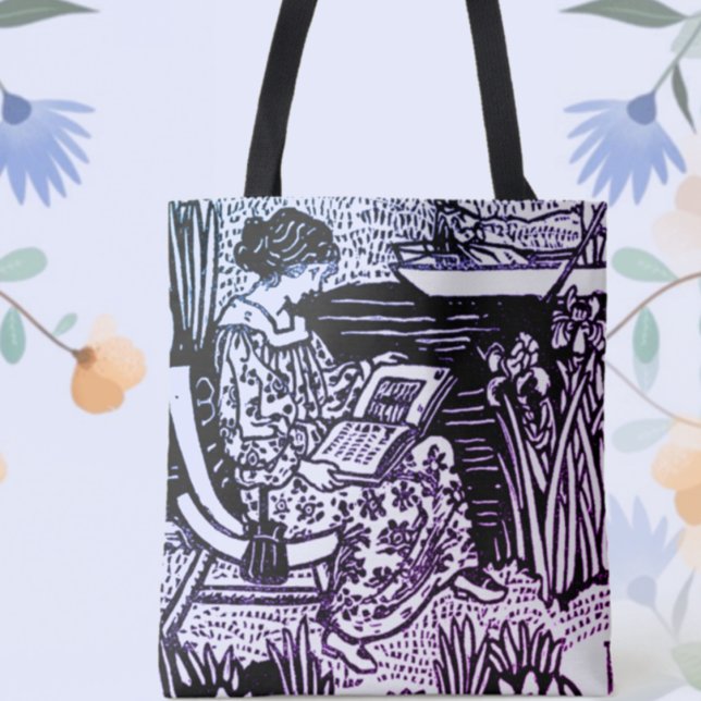 Art Nouveau Woman Reading Book Lover Tote Bag (Creator Uploaded)