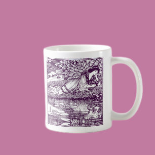 Art Nouveau Woman Reading by Lily Pond Vintage Coffee Mug