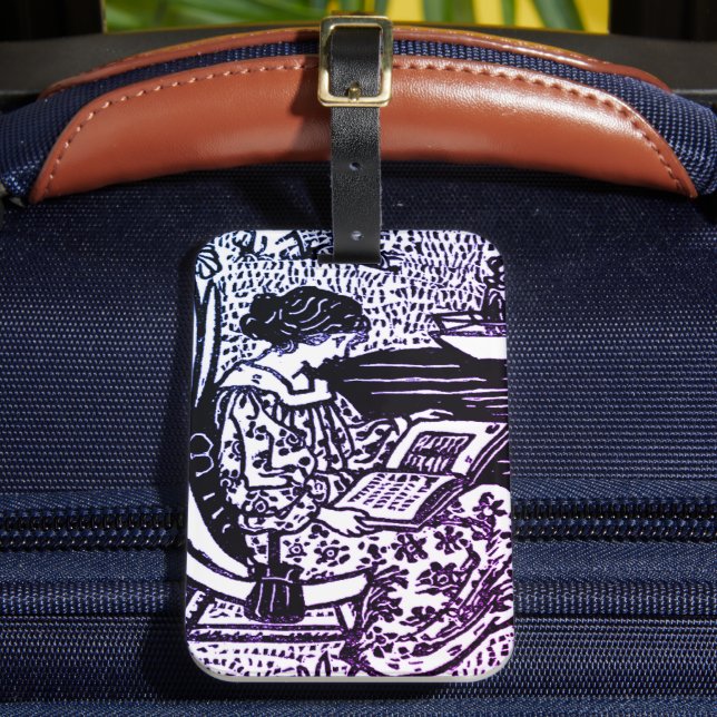 Art Nouveau Woman Reading  Luggage Tag (Front Insitu 2)