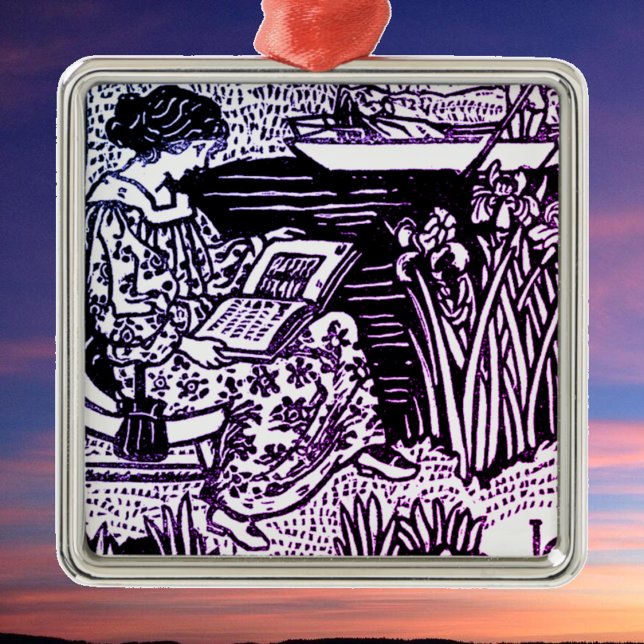 Art Nouveau Woman Reading   Metal Tree Decoration (Creator Uploaded)